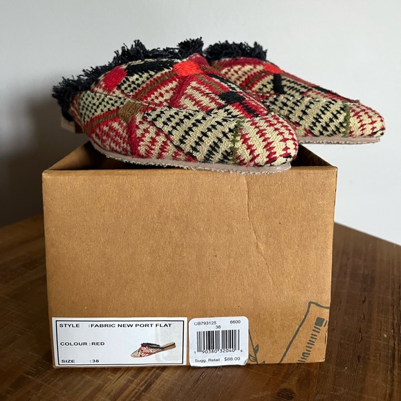 NIB Free People Fabric Newport Flat Red Size 8 Loafer Mules - Picture 4 of 7